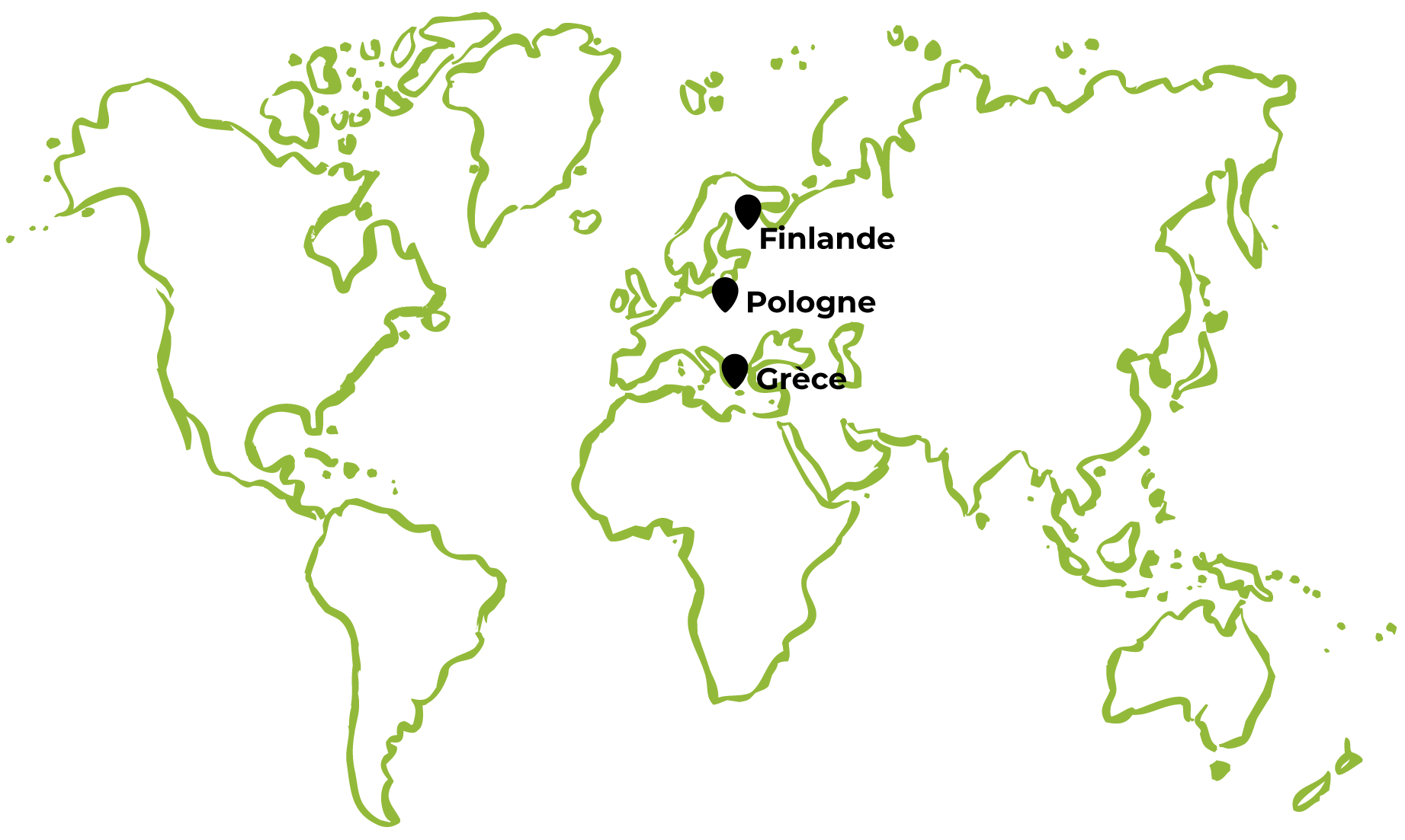 Mapmonde des implantations du Groupe VALOREM