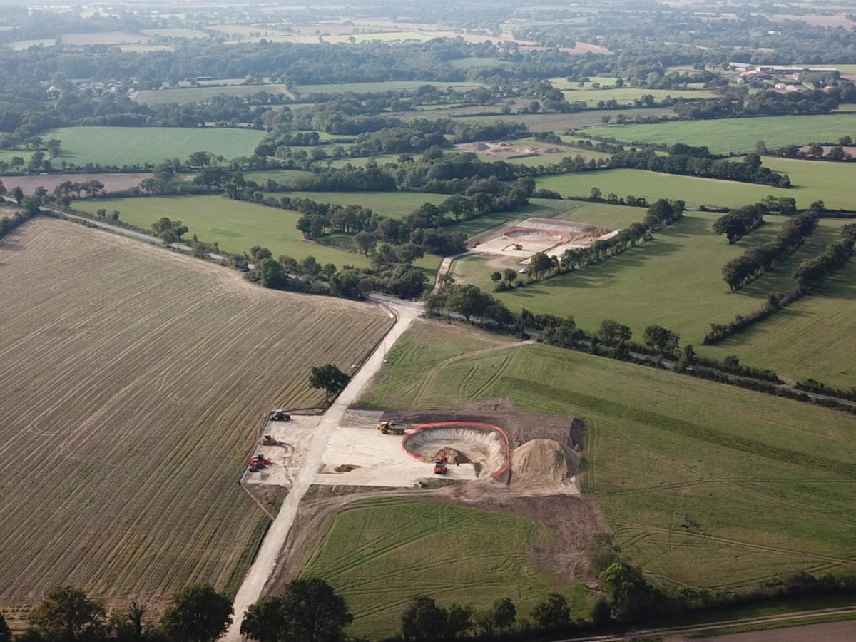 Parc éolien de Rouans - Vue aérienne de la E6 à la E5 dans sa globalité