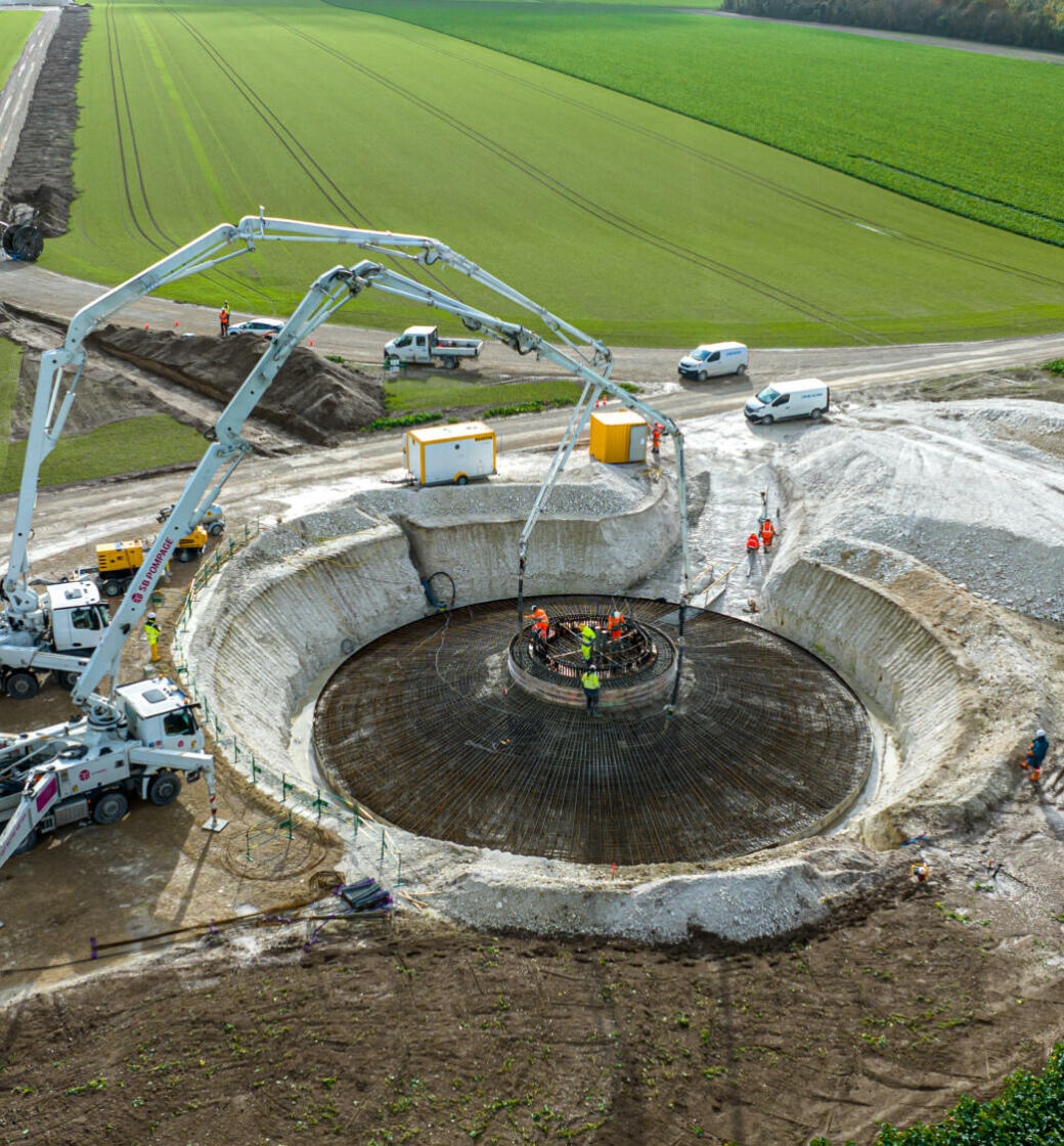 Chenier wind farm - Construction of the E3 foundations ©Drone Agile
